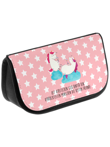 Mr. & Mrs. Panda Kosmetiktasche Einhorn Sekt mit Spruch in Rot Pastell