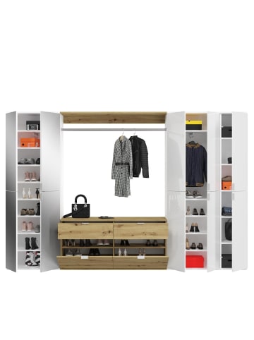 ebuy24 Garderobenmöbel ProjektX (4-teilig) Weiß 273 x 34 cm