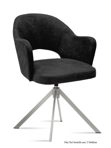 58 aufm Kessel ARMLEHNSTUHL drehbar (2er-Set) Davinia 59x87x61 Edelstahl/Anthrazit