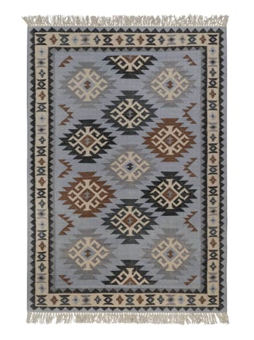 Green Looop Handweb-Teppich Blancard in blau