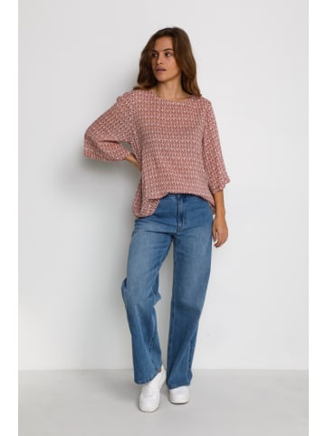 Kaffe Langarm-Bluse KAebellen Regular fit in Dusty red / chalk leaf
