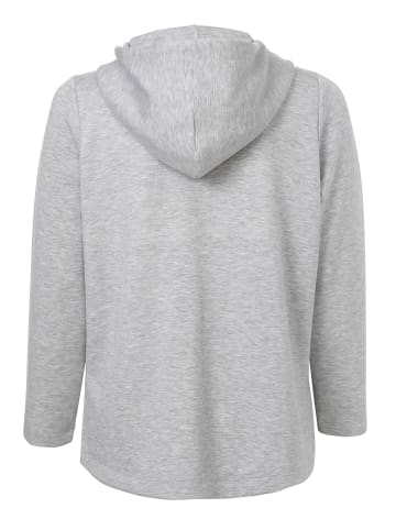 FRAPP  Strickjacke Sportive Kapuzensweatjacke mit meliertem Allover-Muster in light grey multicol