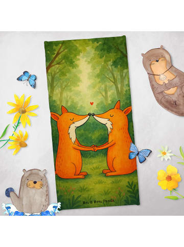 Mr. & Mrs. Panda Strandtuch Füchse Liebe Design ohne Spruch in Weiß