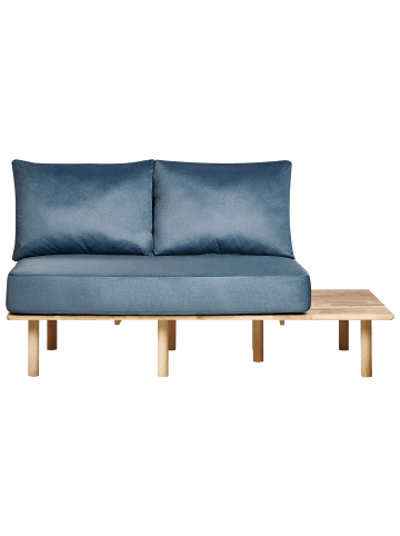 Beliani 2-Sitzer Sofa SALO in Blau/Braun - (W) 155 x (H) 74 x (L) 104 cm