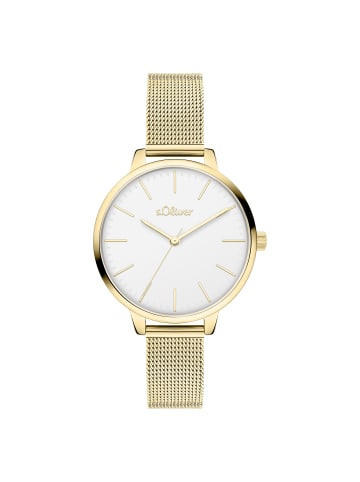 s.Oliver Armbanduhr zeitlos mit Meshband in gold