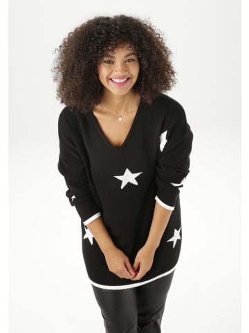 Aniston PLUS Strickpullover in schwarz-weiß
