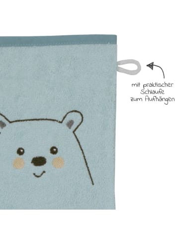 Wörner Waschhandschuh - Stickerei Eisbär - Mint in gruen,motiv
