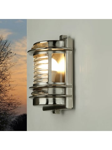 Licht-Erlebnisse Außen Wandlampe (B)16 x (H)22 cm in Nickel matt Klar/Transparent