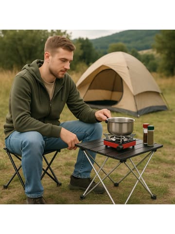 relaxdays Campingtisch in Schwarz - (B)39 x (H)32 x (T)34 cm