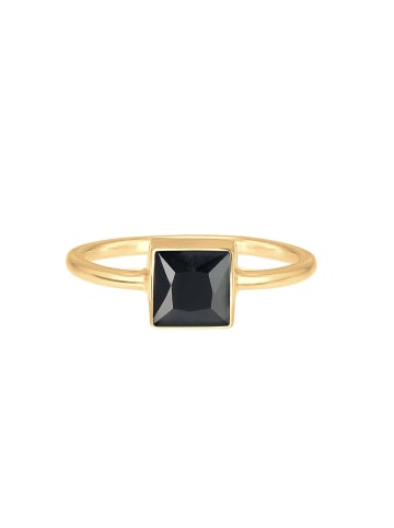 Elli Ring 925 Sterling Silber Viereck in Schwarz