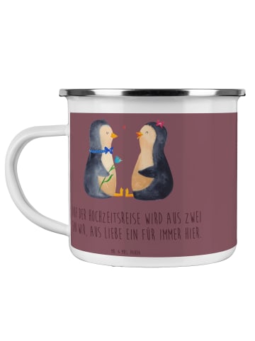 Mr. & Mrs. Panda Camping Emaille Tasse Hochzeitsreise Ewige Lieb... in Kaffa Coffee