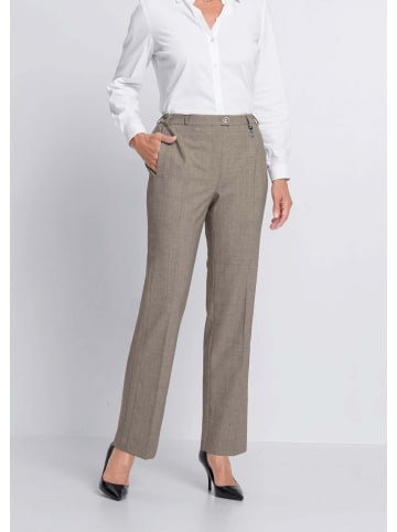 GOLDNER Kurzgröße:  Elegante Stretchhose mit Bügelfalten in taupe / melange