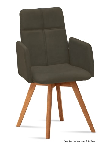 58 aufm Kessel ARMLEHNSTUHL (2er-Set) Dinah 52x92x60 Eiche geölt/Khaki