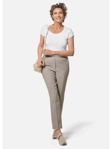 GOLDNER Schlupfhose Martha in knitterarmer Leinenoptik in taupe