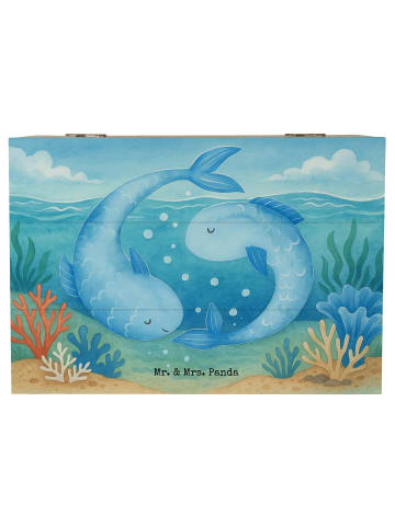 Mr. & Mrs. Panda Holzbox Sternzeichen Fische Design ohne Spruch in Weiß