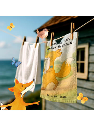 Mr. & Mrs. Panda Handtuch Gäste-WC Fuchs Joggen Design mit Spruch in Weiß