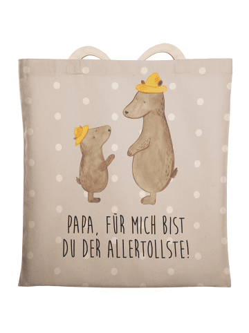 Mr. & Mrs. Panda Einkaufstasche Bären mit Hut mit Spruch in Grau Pastell