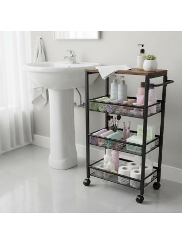 relaxdays Nischenwagen in Braun/ Schwarz - (B)22 x (H)77 x (T)45 cm