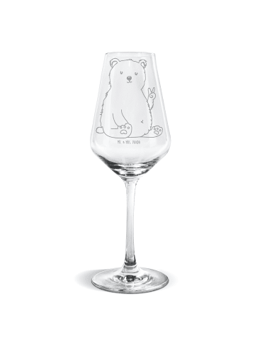 Mr. & Mrs. Panda Weißwein Glas Eisbär Faul ohne Spruch in Transparent