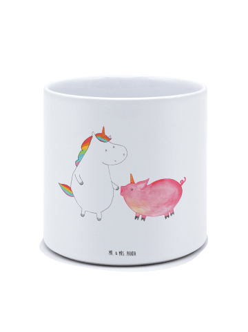 Mr. & Mrs. Panda Blumengefäß Einhorn Schwein ohne Spruch in Weiß