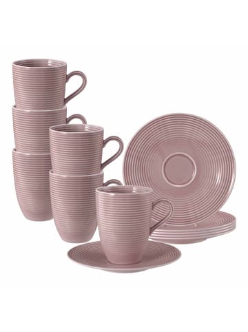 Seltmann Weiden 6er Set Henkelbecher mit Untertassen Beat Color Glaze 350 ml in Altrosa