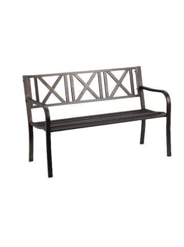 relaxdays Gartenbank in Schwarz/ Bronze - (B)127 x (H)80,5 x (T)63 cm