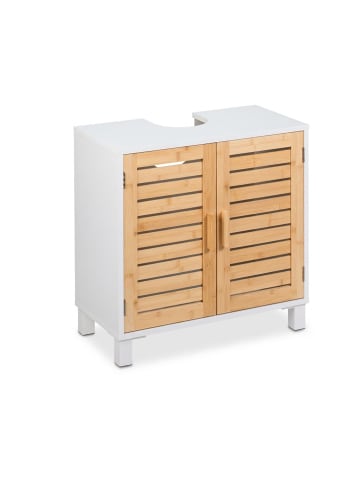 relaxdays Waschbeckenunterschrank in Weiß/ Natur - (B)60 x (H)60 x (T)32 cm