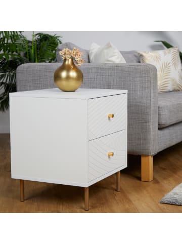 relaxdays 2 x Nachttisch in Weiß/ Gold - (B)45 x (H)52 x (T)40 cm