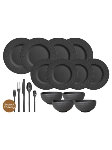 Villeroy & Boch 32er Set Kombiservice mit Besteck Manufacture Rock in schwarz