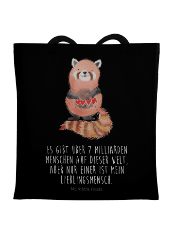Mr. & Mrs. Panda Canvas Tasche Roter Panda mit Spruch in Schwarz