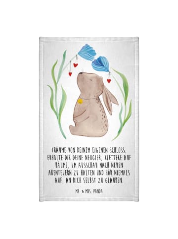 Mr. & Mrs. Panda Handtuch Hase Blume mit Spruch in Weiß
