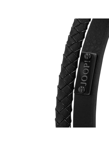 JOOP! Armband Edelstahl, IP Gun, Leder in Schwarz
