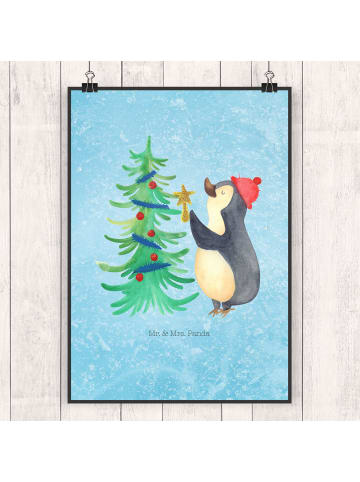 Mr. & Mrs. Panda Bild Pinguin Weihnachtsbaum ohne Spruch in Eisblau
