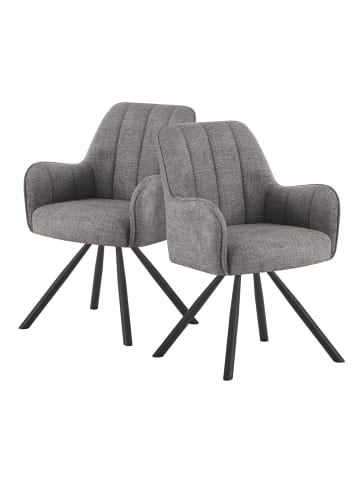 DUBI Möbel 2er-Set: Drehstuhl THOMAS-ELLA in Grau - (B)58 x (H)87 x  (T)62 cm