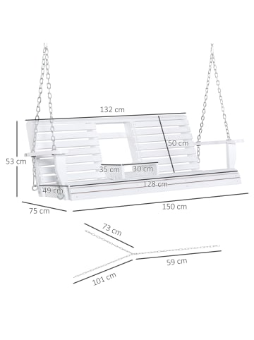 Outsunny Hängebank 150L x 75B x 53H cm Weiß