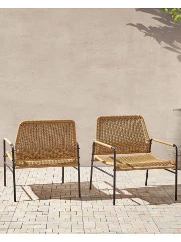 Beliani 2er-Set Sessel PRASIMO in /Beige/Schwarz