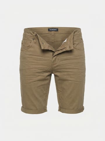 KOROSHI Reguläre farb-baumwoll männer kurze jeans in braun