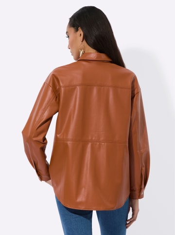 creation L Lederimitat-Blusenjacke in cognac