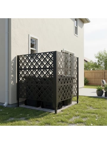 relaxdays Mülltonnenverkleidung "Diamond" in Schwarz - (B)240 x (H)120 x (T)4 cm