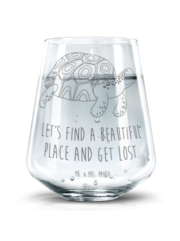 Mr. & Mrs. Panda Trinkglas Schildkröte MHerzieren mit Spruch in Transparent