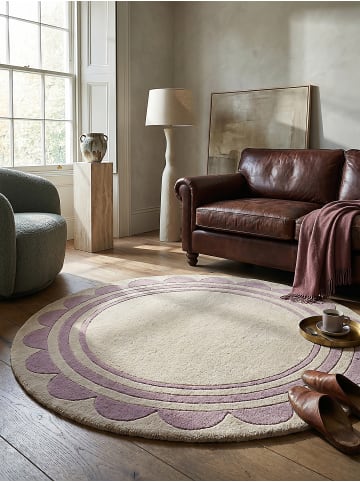 KADIMA DESIGN Teppich Wolle Handgetuftet WENSUM Grafisches Muster Wohnzimmer in Lila-Beige