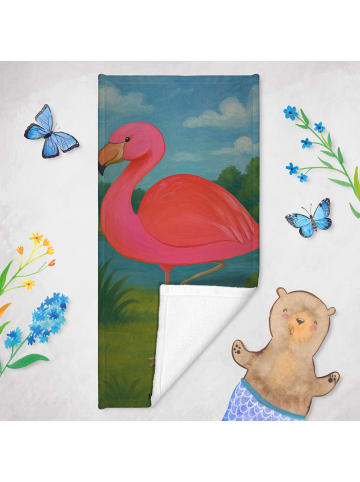 Mr. & Mrs. Panda Strandtuch Flamingo Classic Design ohne Spruch in Weiß