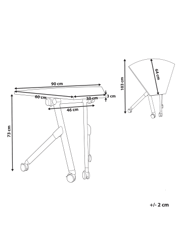 Beliani Zusammenklappbarer Schreibtisch BENDI in Braun/Schwarz