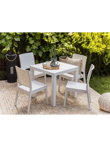 Beliani Gartentisch FOSSANO in Weiß - (W) 80 x (H) 76 x (L) 80 cm