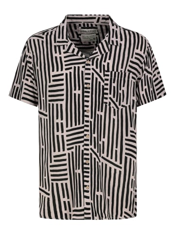 Urban Surface Kurzarm-Hemd Tropisches Muster mit Knöpfen in Beige-2