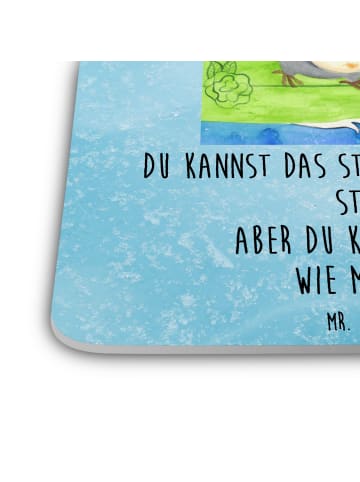 Mr. & Mrs. Panda Gläseruntersetzer Pinguin Surfer mit Spruch in Eisblau