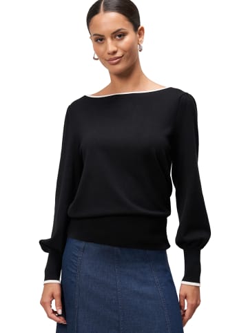 Zero  Feinstrickpullover mit Kontrastpaspel in Patch BlackCream