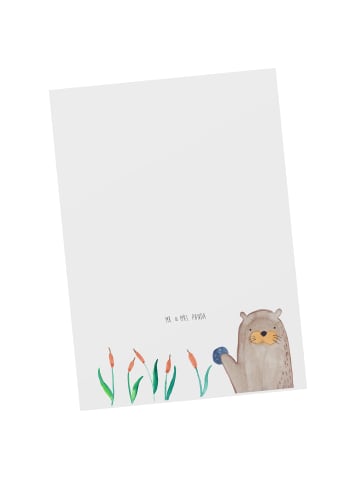 Mr. & Mrs. Panda Postkarte Otter Stein ohne Spruch in Weiß