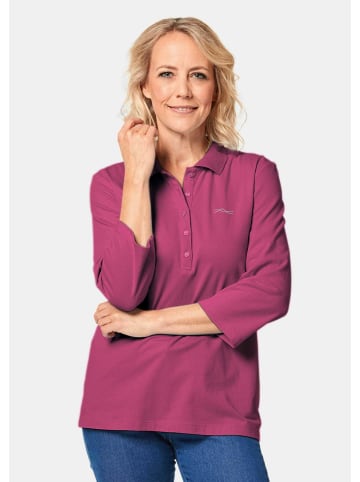 GOLDNER Kurzgröße:  Baumwollshirt mit Glanzakzenten in beere