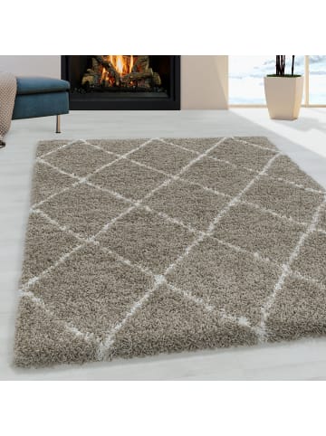 KADIMA DESIGN Teppich Hochflor Shaggy Waschbar Geometrisch DOLOMIT Strapazierfähig in Beige
